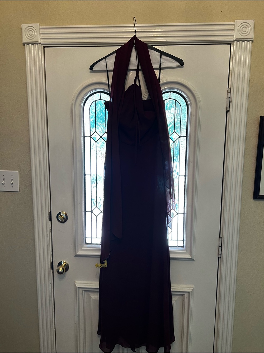 Bill Levkoff Burgundy Halter Chiffon Bridesmaid Dress